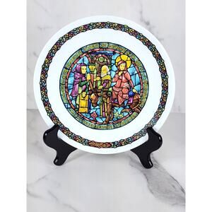 Christmas Joseph & Mary Refusal Of Accommodation 8 1/2" Stained Glass Style